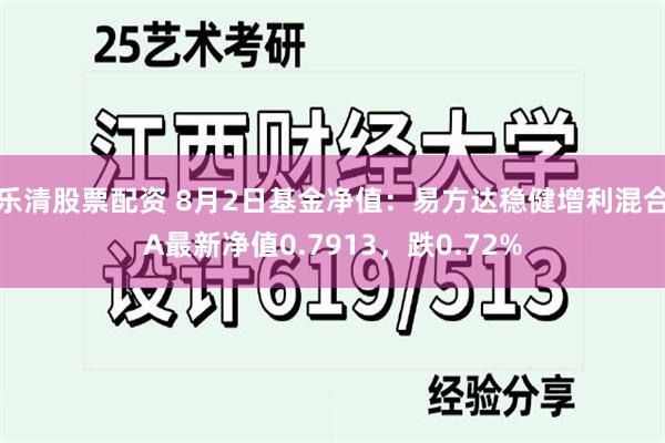 乐清股票配资 8月2日基金净值：易方达稳健增利混合A最新净值0.7913，跌0.72%