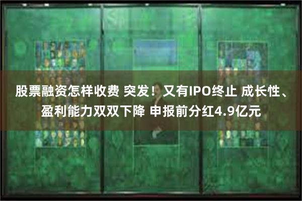 股票融资怎样收费 突发！又有IPO终止 成长性、盈利能力双双下降 申报前分红4.9亿元