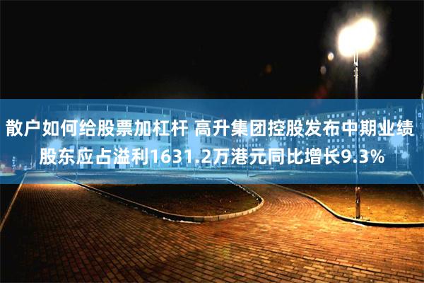 散户如何给股票加杠杆 高升集团控股发布中期业绩 股东应占溢利1631.2万港元同比增长9.3%