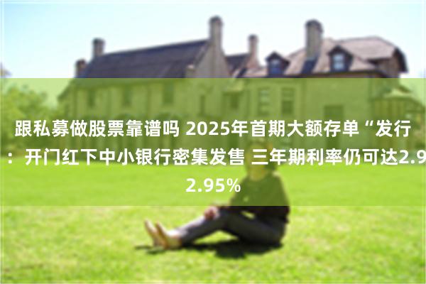 跟私募做股票靠谱吗 2025年首期大额存单“发行潮”：开门红下中小银行密集发售 三年期利率仍可达2.95%