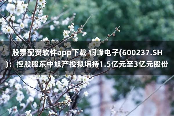 股票配资软件app下载 铜峰电子(600237.SH)：控股股东中旭产投拟增持1.5亿元至3亿元股份